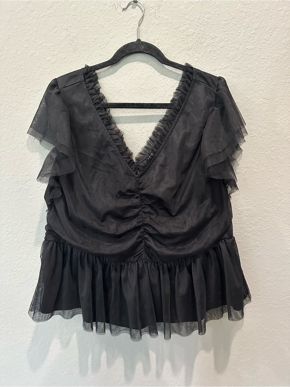 Torrid black blouse with tulle overlay Sz 3X
